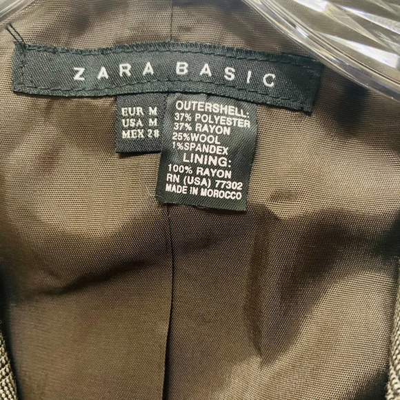 Zara Plaid Wool Blend Pleated Back Blazer Jacket M - Picture 3 of 7